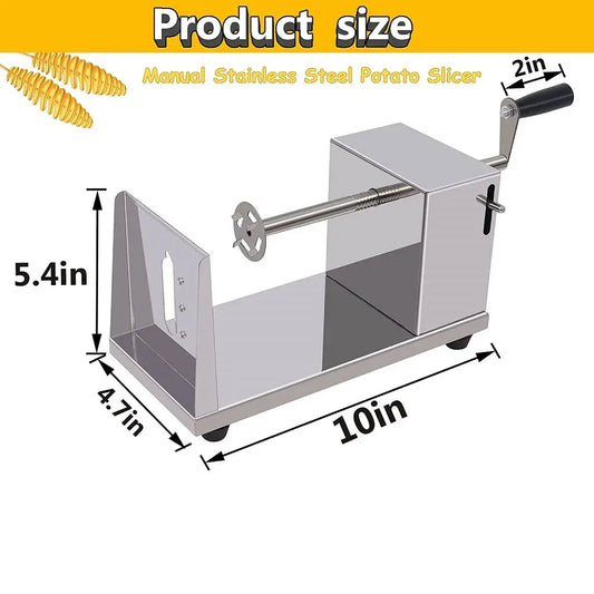 Manual Spiral Potato Slicer 304 Stainless Steel Twisted Potato, Apple Pear, Vegetable Cutter, DIY BBQ Slicer, French Fry Kitchen