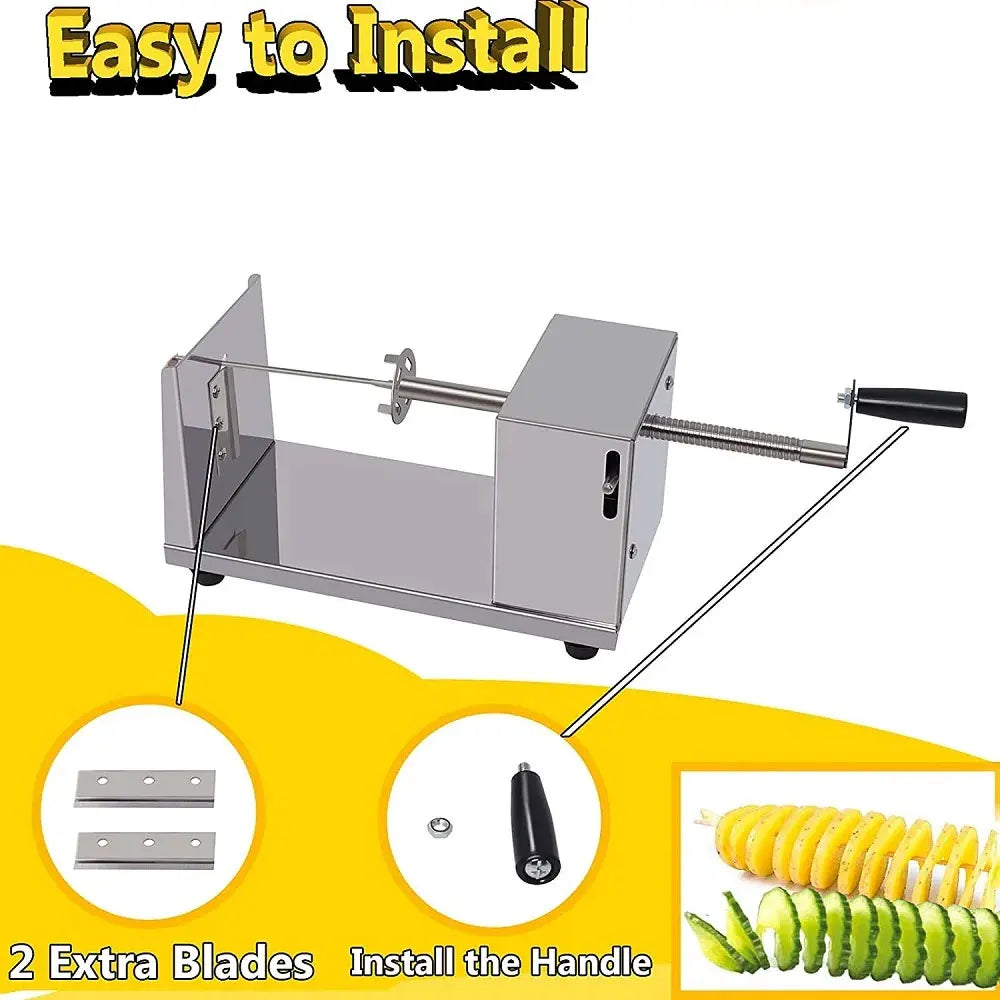 Manual Spiral Potato Slicer 304 Stainless Steel Twisted Potato, Apple Pear, Vegetable Cutter, DIY BBQ Slicer, French Fry Kitchen