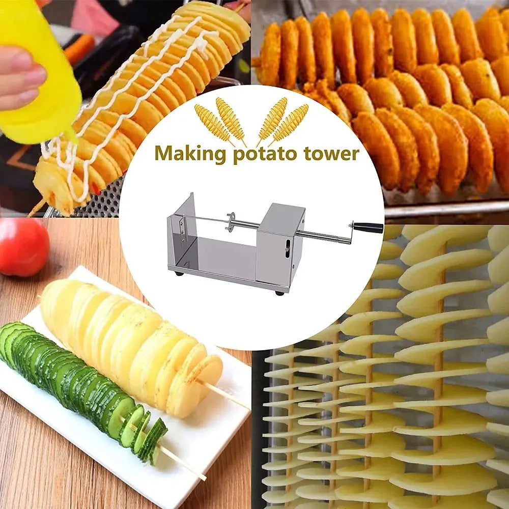Manual Spiral Potato Slicer 304 Stainless Steel Twisted Potato, Apple Pear, Vegetable Cutter, DIY BBQ Slicer, French Fry Kitchen