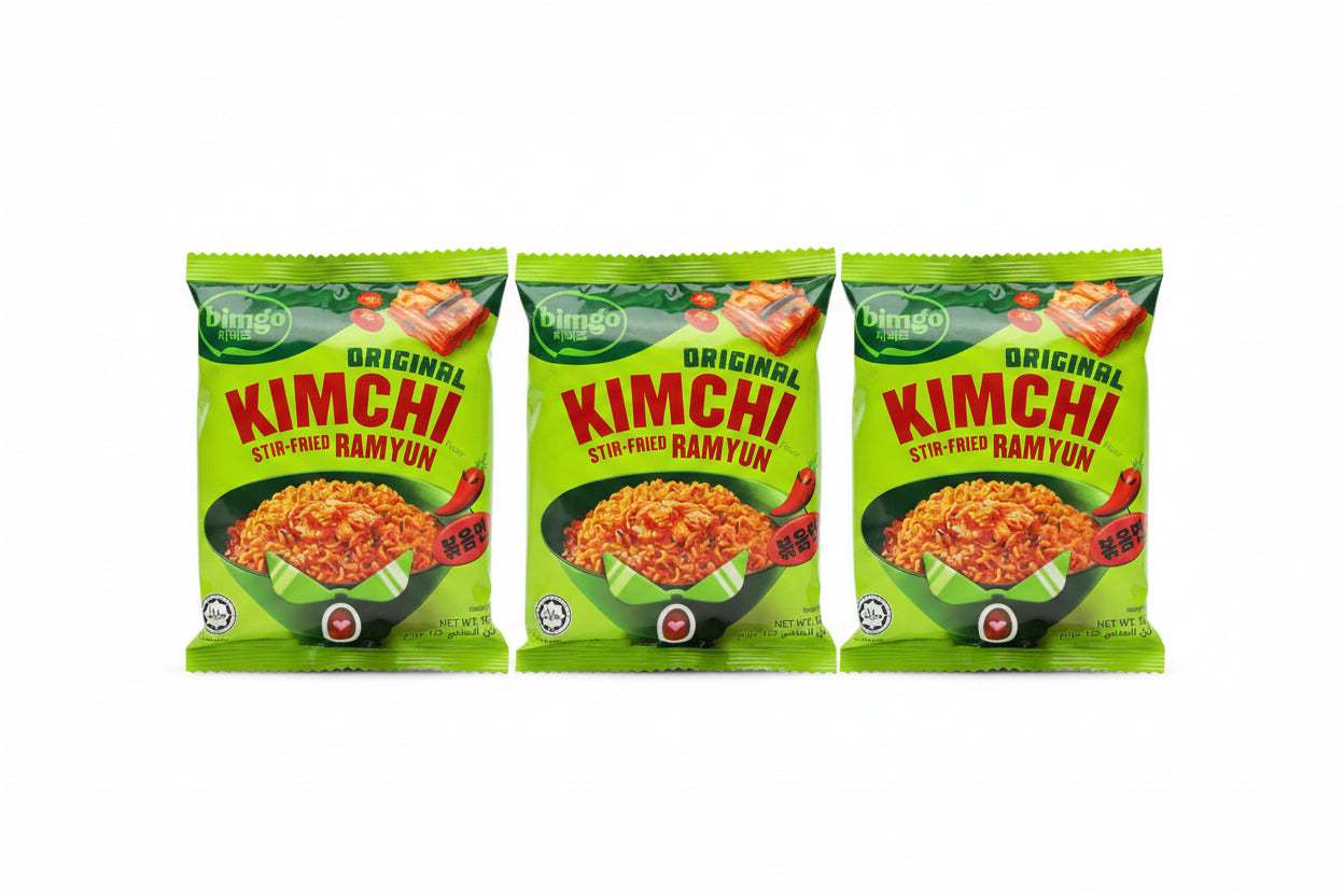 3 Bebejo Korean Fried Ramyon Kimchi Flavor - 122 gm