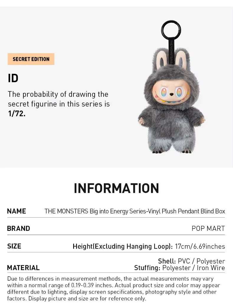 THE MONSTERS Big into Energy Series-Vinyl Plush Pendant Blind Box Labubu