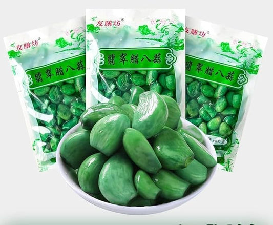 Laba Garlic, Jade Garlic, Fresh Green Garlic, Pickled Vegetable, Pickled with Vinegar, Pickled Garlic,Sweet and Sour Garlic, Hot and Sour Garlic (Large 250g,1 bag)