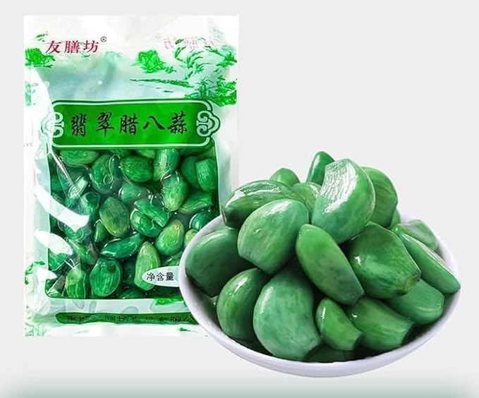 Laba Garlic, Jade Garlic, Fresh Green Garlic, Pickled Vegetable, Pickled with Vinegar, Pickled Garlic,Sweet and Sour Garlic, Hot and Sour Garlic (Large 250g,1 bag)