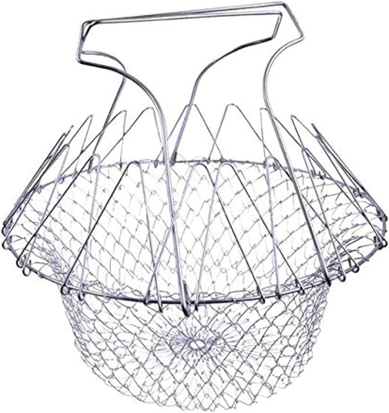 Stainless Steel Foldable Frying Strainer, Multifunctional Strainer Mesh Cooking Strainer (22cm)