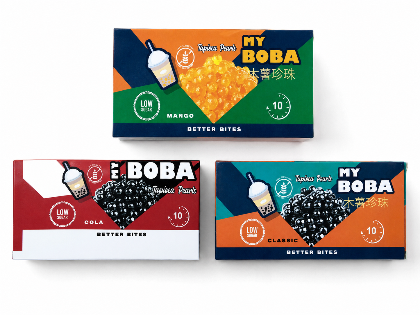 3 packs of Boba Mango - Boba Classic - Boab Cola - size 250 g