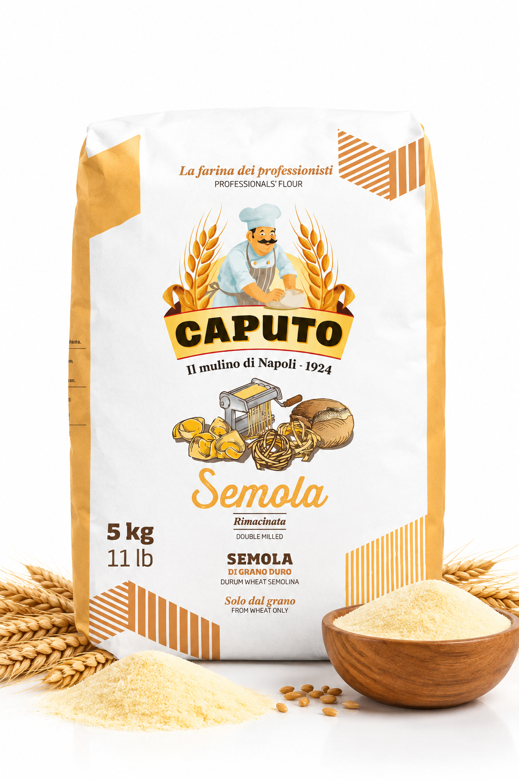 Caputo Semola Rimacinata Durum Wheat Semolina Flour - 5 kg