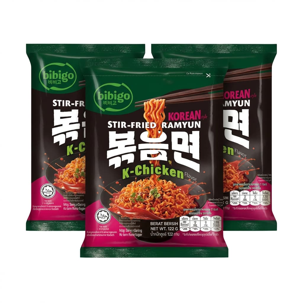 3 Bebejo Korean Fried Ramyon chicken Flavor - 3 x 122g