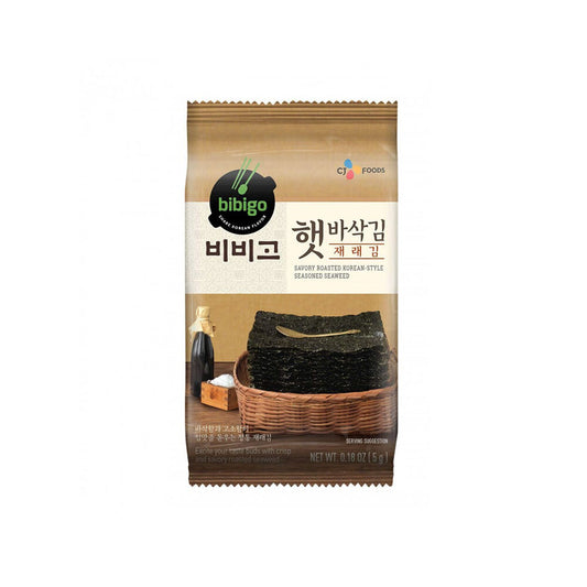 Bibigo Roasted Seaweed Savory Snack Seasoned with Salt and Sesame Oil - 5 gm