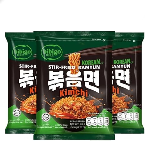  3 راميون مقلي كوري بنكهة الكيمتشي من بيبيجو - 122 جم