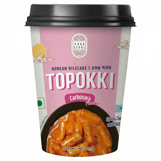 كعكة الأرز الكورية توبوكي بنكهة صلصة الكاربونارا من جود سيول (113 جم)
