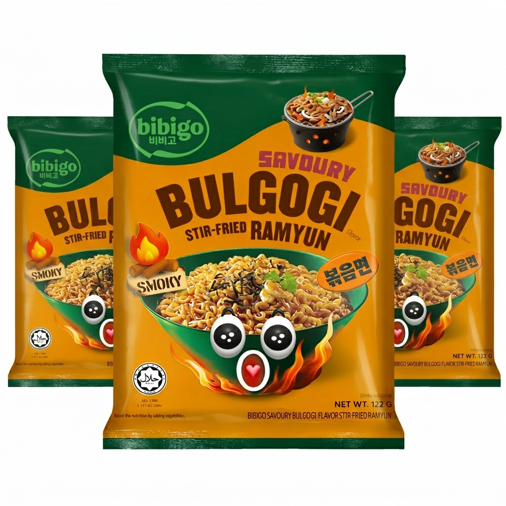3 Bibigo Korean Stir Fried Ramyun Bulgogi Flavor - 122 gm