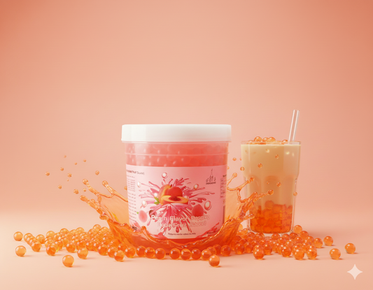 Delicious Peach Popping Boba Pearls made with Real Fruit Sauce 1.3 KG