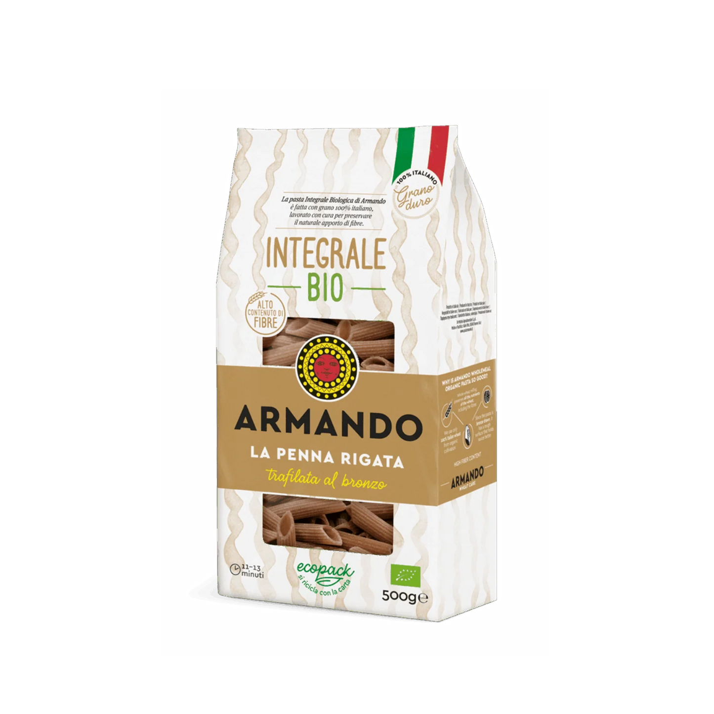 PENNA RIGATA INTEGRALE BIO - ORGANIC WHOLE WHEAT - 500gm