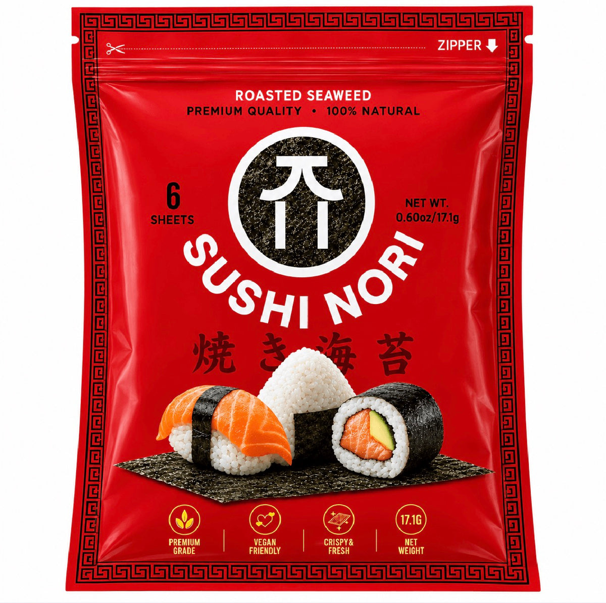 Sushi Nori Roasted Seaweed - 6 Sheets (17.1 gm)